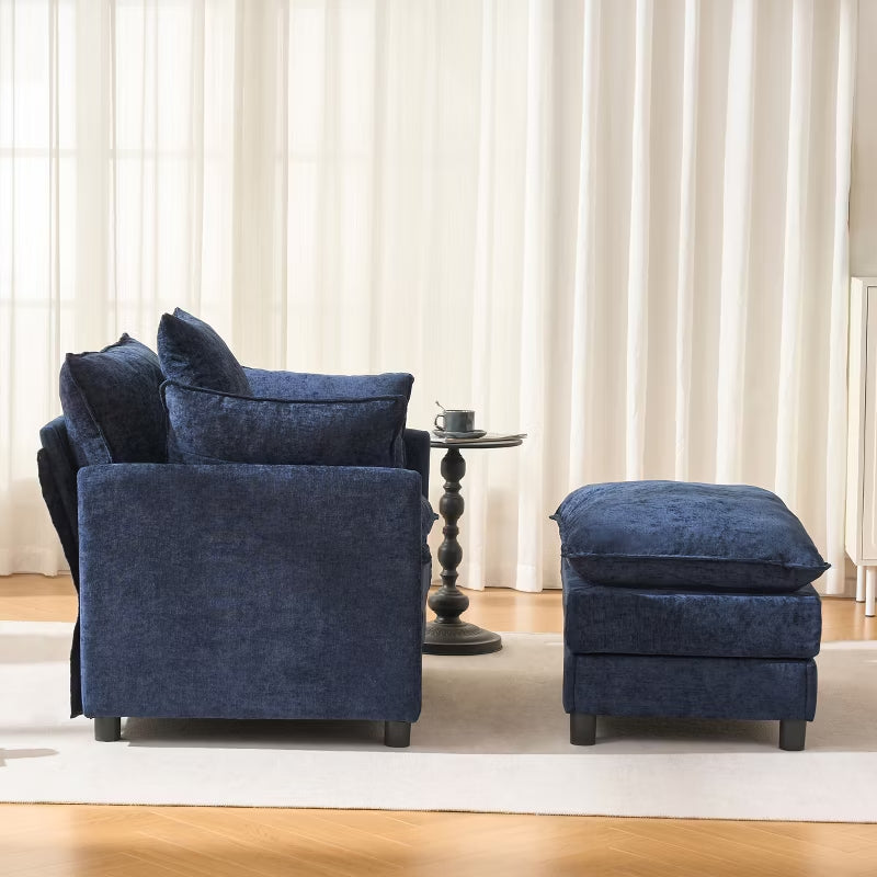 39.4” Chenille Club Chair with Ottoman for Living Room