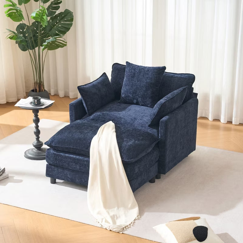 39.4” Chenille Club Chair with Ottoman for Living Room