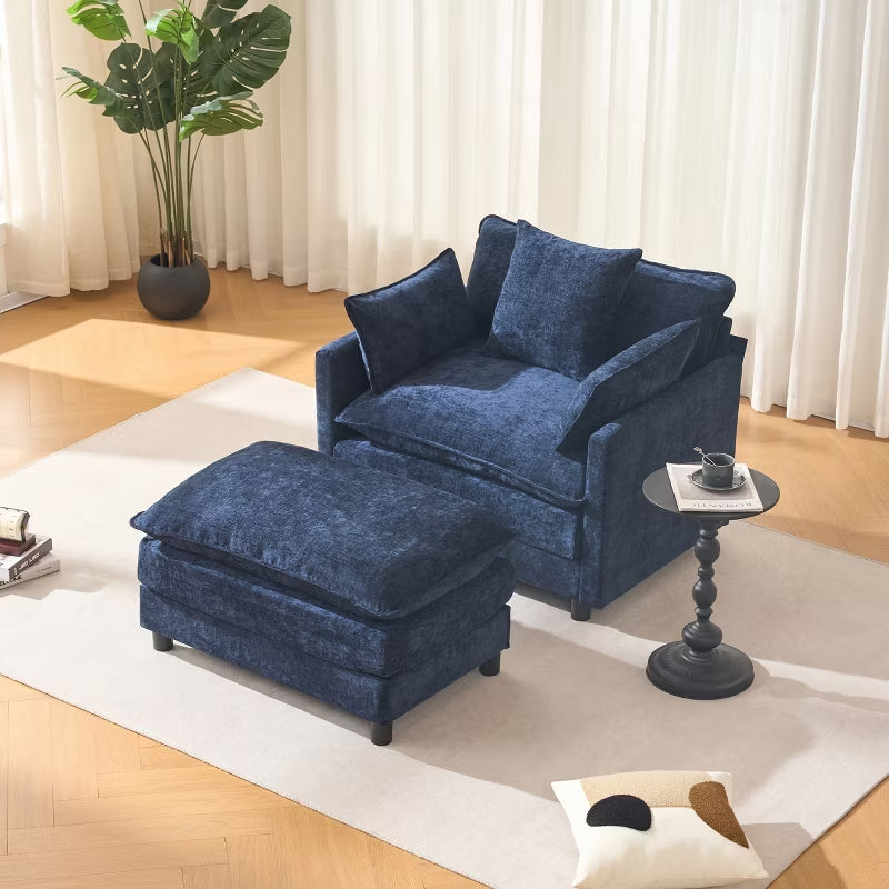 39.4” Chenille Club Chair with Ottoman for Living Room