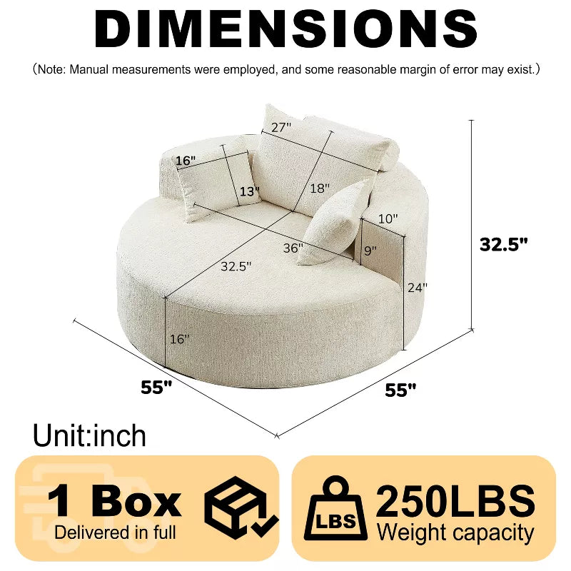 Sofa Bed Chair with Plush Sponge Cushion and No Assembly - 5 Colors