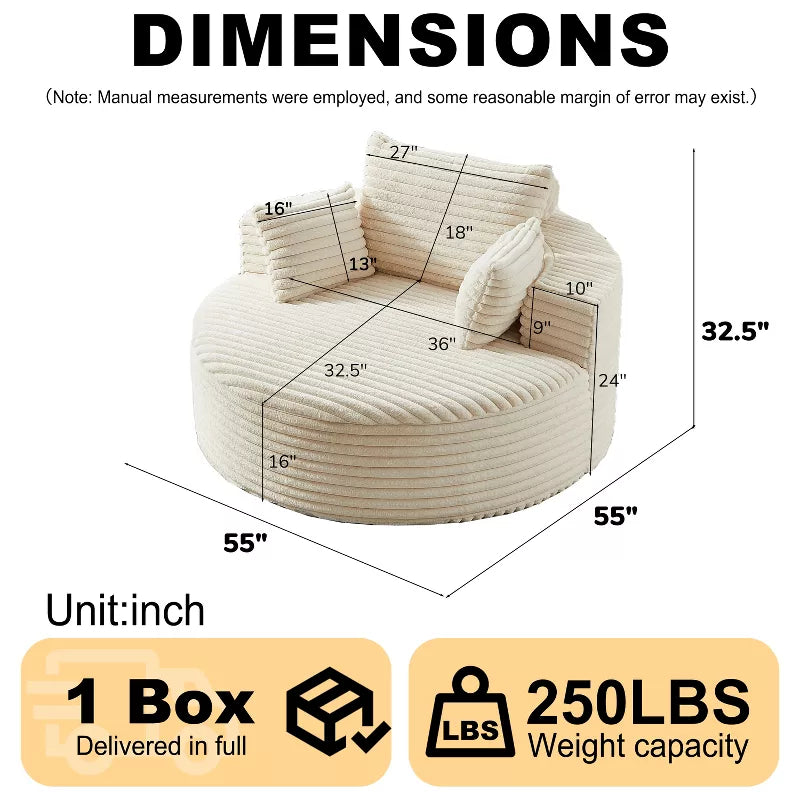 Sofa Bed Chair with Plush Sponge Cushion and No Assembly - 5 Colors
