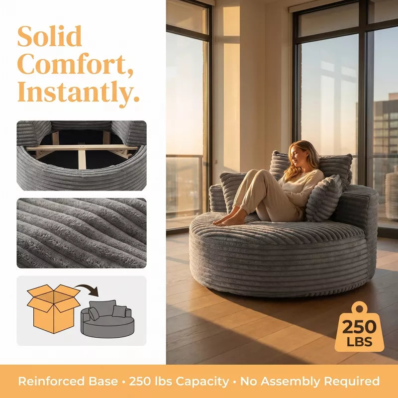 Sofa Bed Chair with Plush Sponge Cushion and No Assembly - 5 Colors