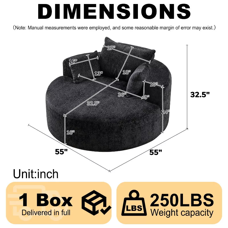 Sofa Bed Chair with Plush Sponge Cushion and No Assembly - 5 Colors