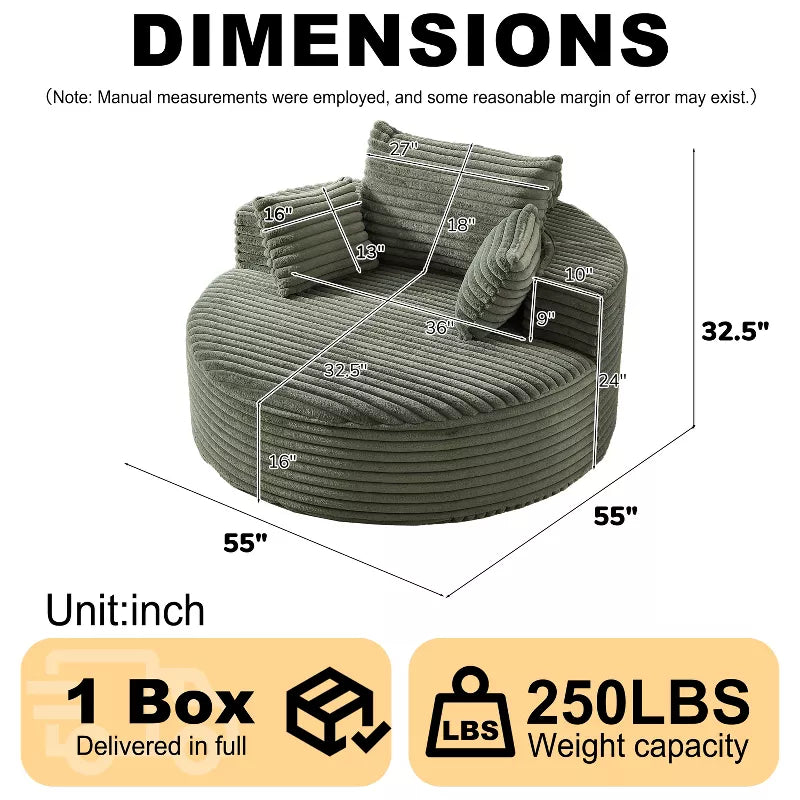 Sofa Bed Chair with Plush Sponge Cushion and No Assembly - 5 Colors