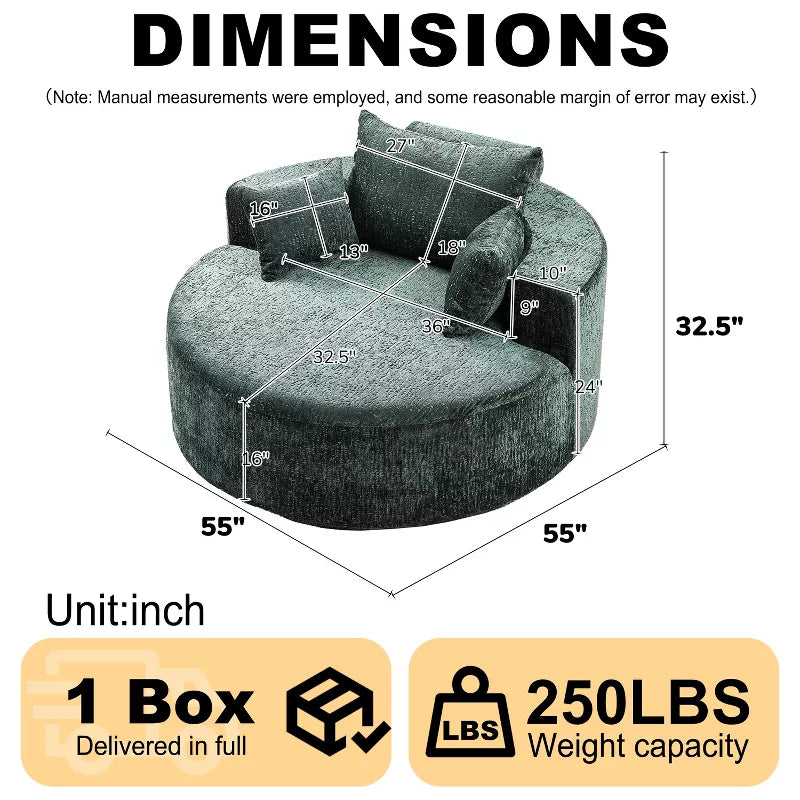 Sofa Bed Chair with Plush Sponge Cushion and No Assembly - 5 Colors
