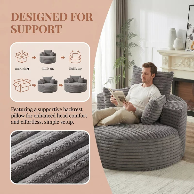 Sofa Bed Chair with Plush Sponge Cushion and No Assembly - 5 Colors