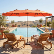 14.8ft Double-Sided Rectangular Outdoor Umbrella with Crank, Great Gift for Backyard, Patio, Poolside, Perfect Shade for Dining, BBQs (No Base)