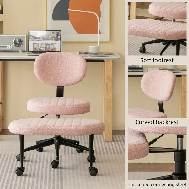 Ergonomic Cross-Leg Office Chair with Footrest for Meditation & Home