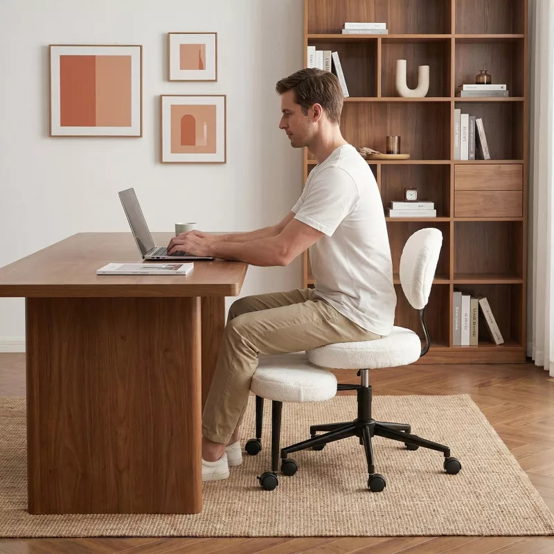 Ergonomic Cross-Leg Office Chair with Footrest for Meditation & Home