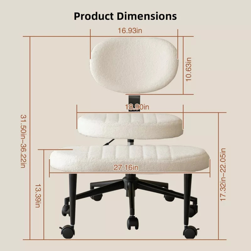 Ergonomic Cross-Leg Office Chair with Footrest for Meditation & Home