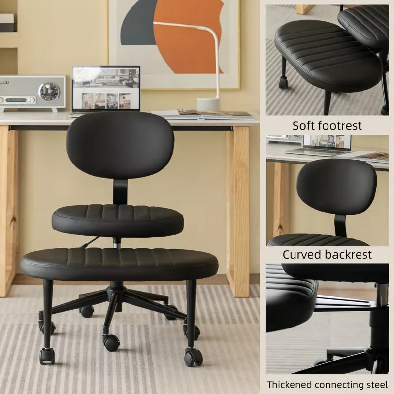 Ergonomic Cross-Leg Office Chair with Footrest for Meditation & Home