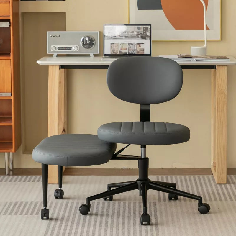 Ergonomic Cross-Leg Office Chair with Footrest for Meditation & Home