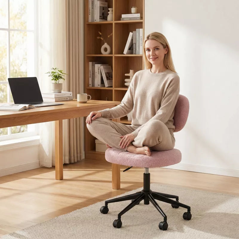 Ergonomic Cross-Leg Office Chair with Footrest for Meditation & Home