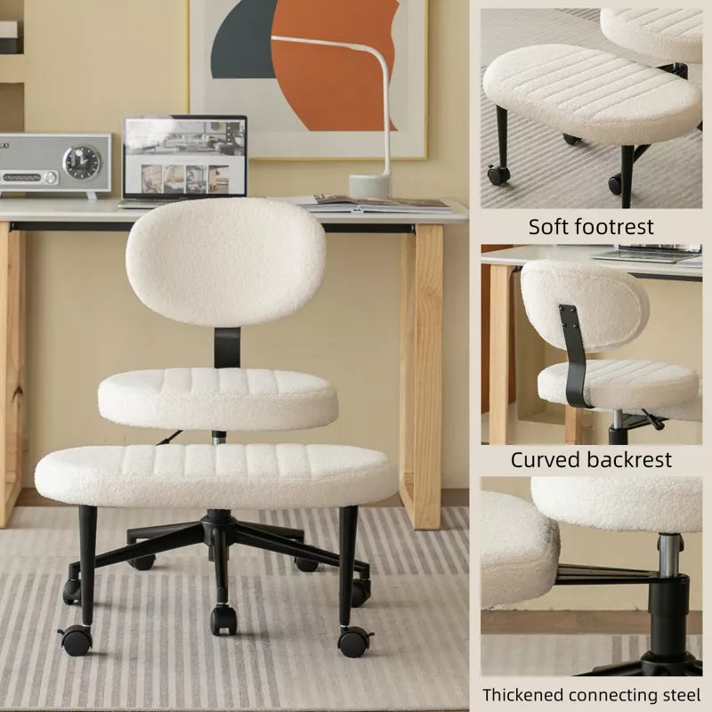 Ergonomic Cross-Leg Office Chair with Footrest for Meditation & Home