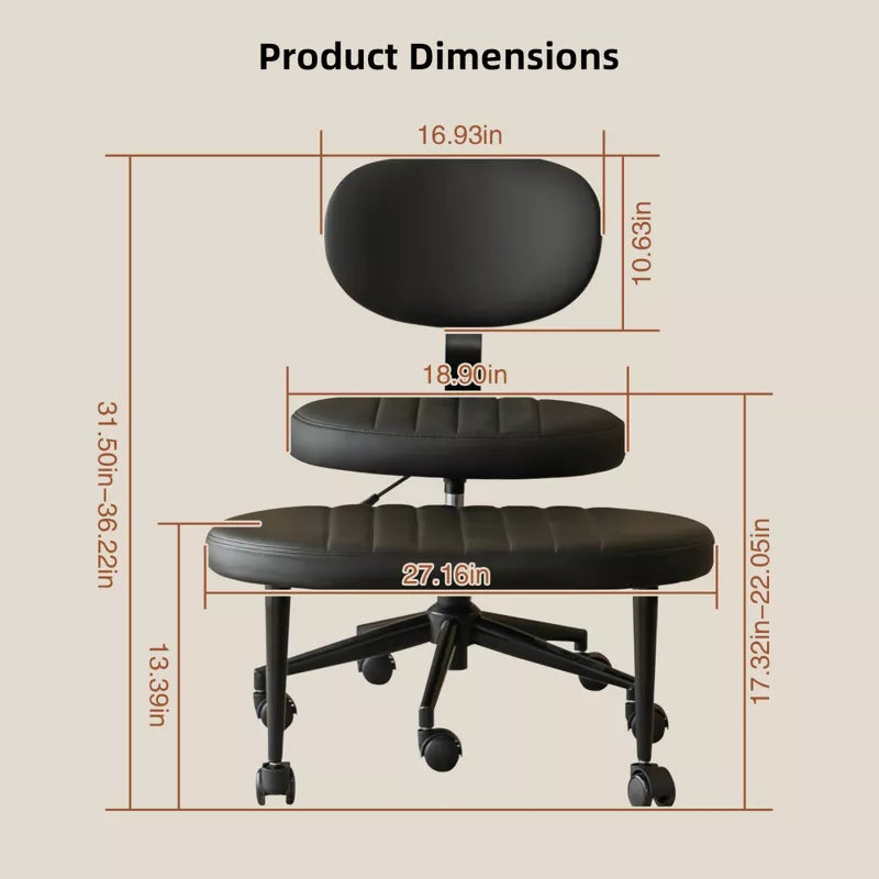 Ergonomic Cross-Leg Office Chair with Footrest for Meditation & Home