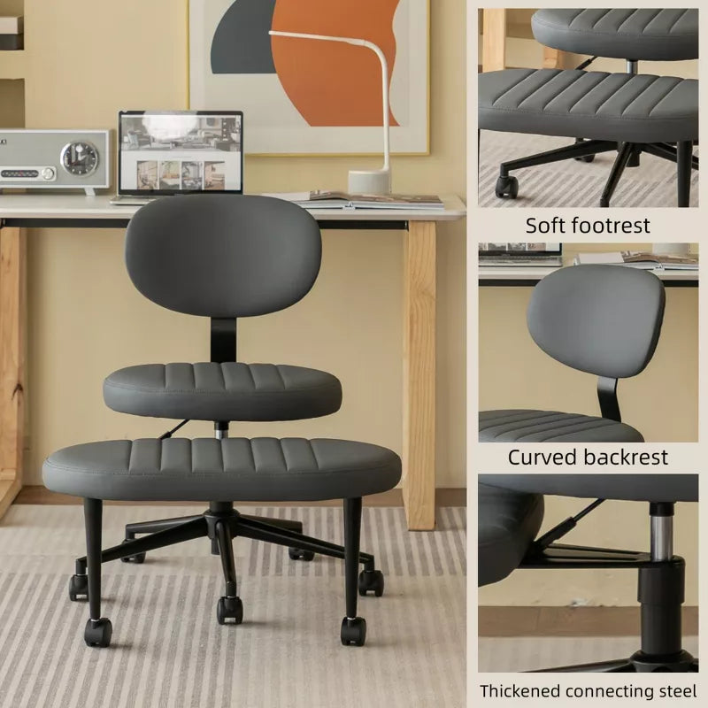 Ergonomic Cross-Leg Office Chair with Footrest for Meditation & Home