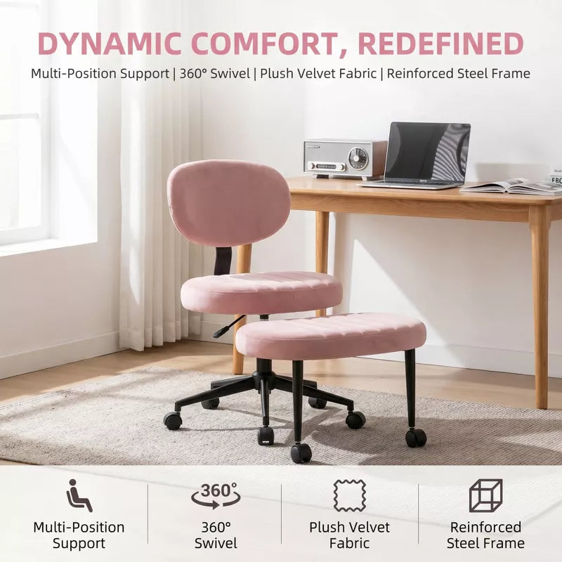 Ergonomic Cross-Leg Office Chair with Footrest for Meditation & Home