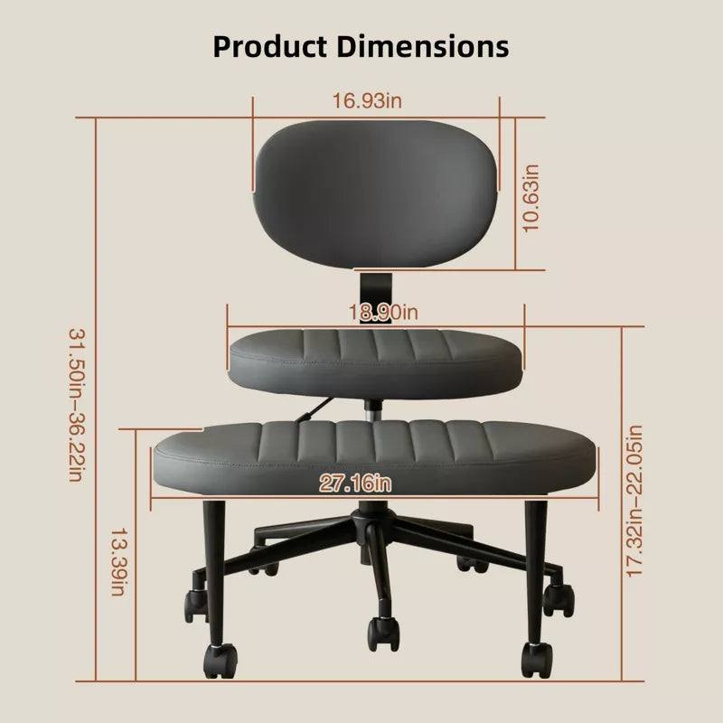 Ergonomic Cross-Leg Office Chair with Footrest for Meditation & Home