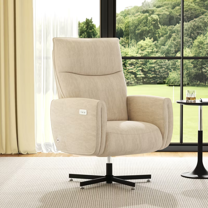 Power Swivel Recliner Chair Electric Reclining with USB & Type-C Charging 360° Swivel Velvet Accent Chair for Home Office Living Room 1pc