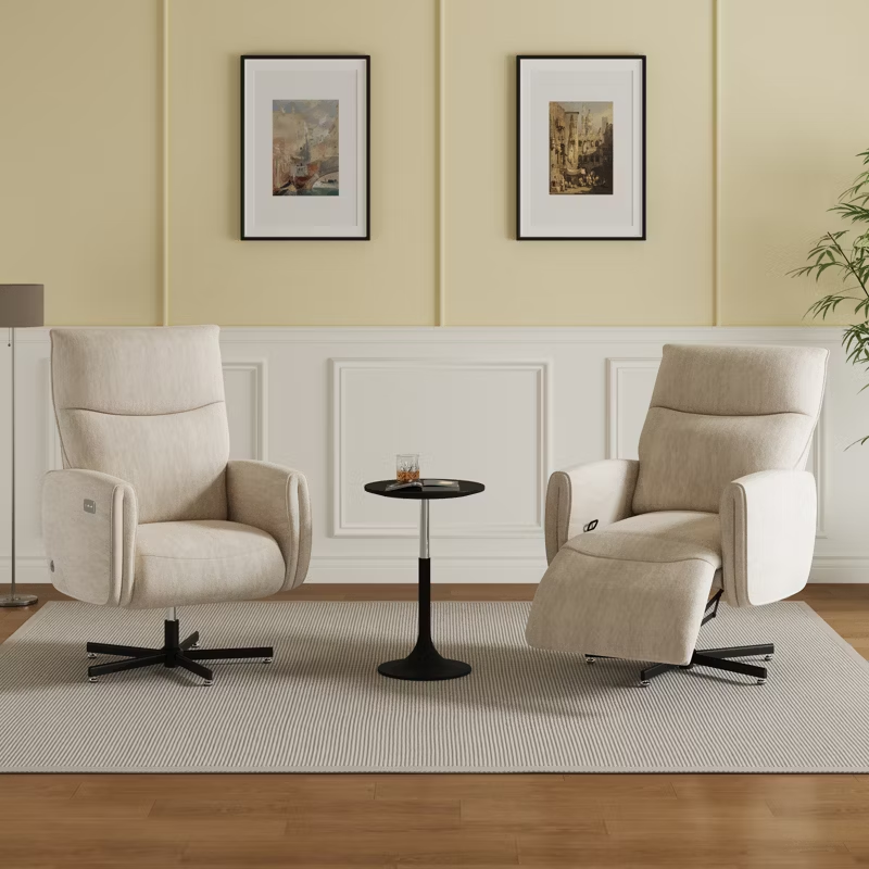 Power Swivel Recliner Chair Electric Reclining with USB & Type-C Charging 360° Swivel Velvet Accent Chair for Home Office Living Room 1pc