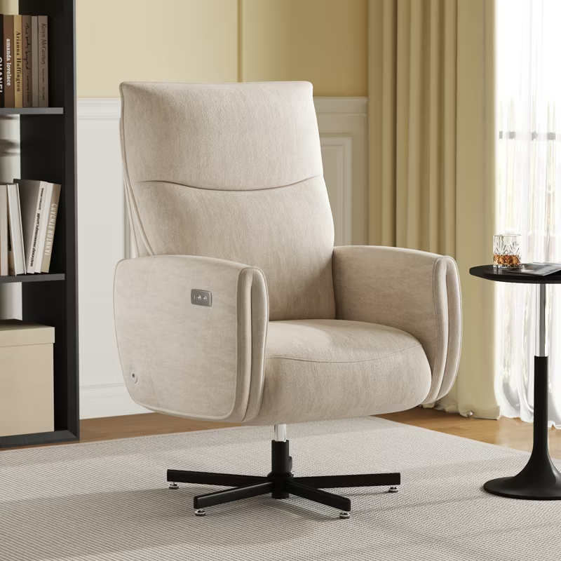 Power Swivel Recliner Chair Electric Reclining with USB & Type-C Charging 360° Swivel Velvet Accent Chair for Home Office Living Room 1pc