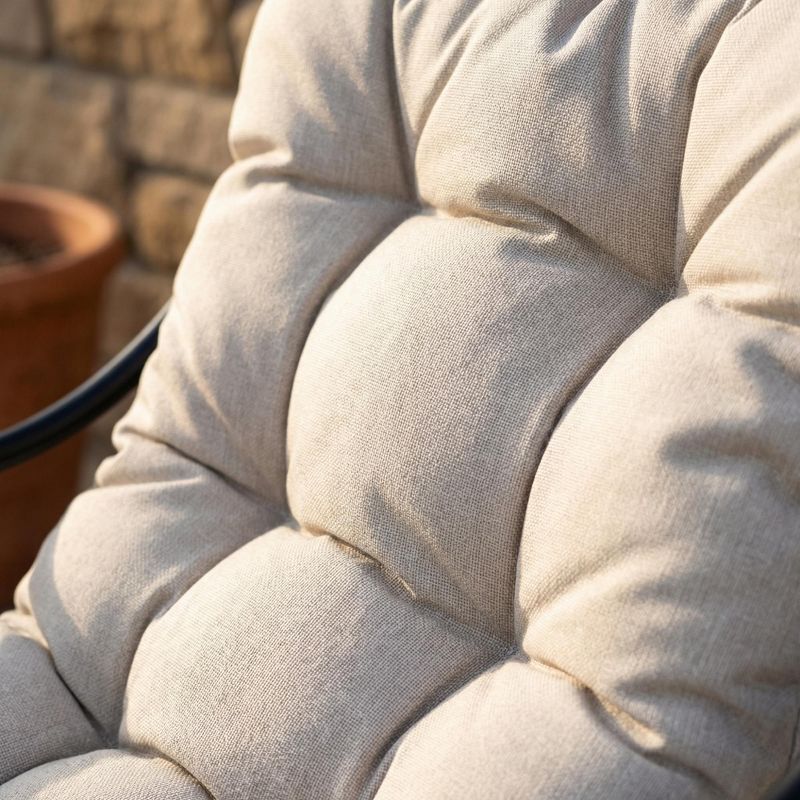 Outdoor Patio Lounge Set with Ottoman & Side Table, Wicker Chair with Cushions