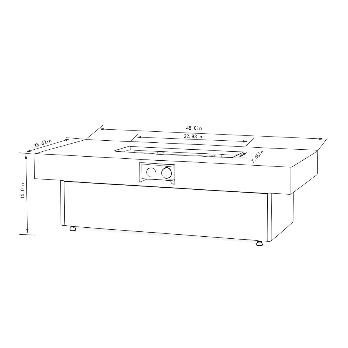 Rectangle Gas Fire Pit Table with Adjustable Height, 50,000 BTU Propane Patio Heater