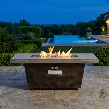 Rectangular Gas Fire Pit Table with 50,000 BTU Heat and Convertible Coffee Table Design