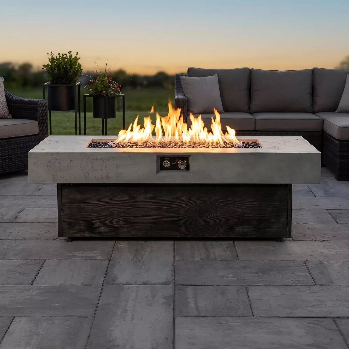 Tabletop Propane Fire Pit Table 55" 50,000 BTU Adjustable Height Patio Heater