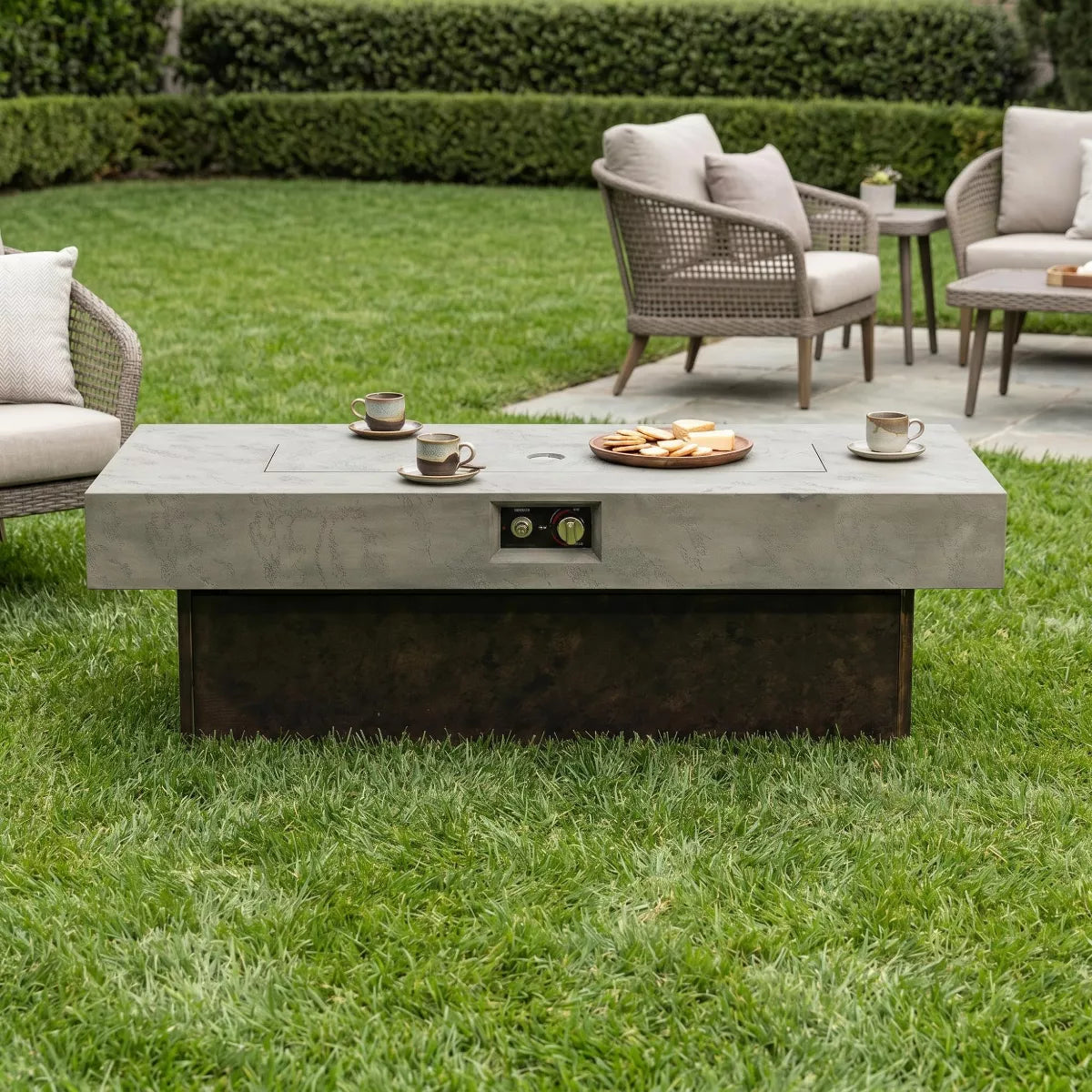 Tabletop Propane Fire Pit Table 55" 50,000 BTU Adjustable Height Patio Heater