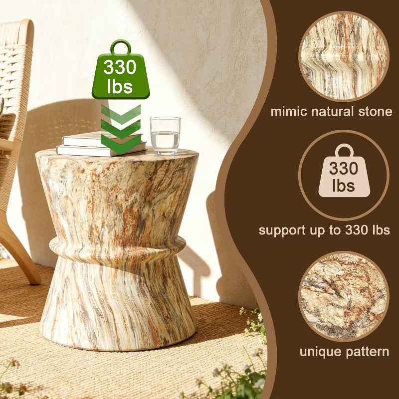 Round Outdoor Concrete End Table for Patio & Indoor Use