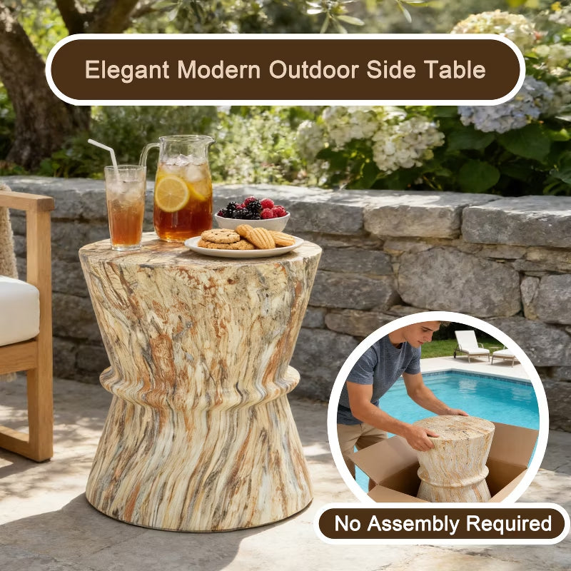 Round Outdoor Concrete End Table for Patio & Indoor Use