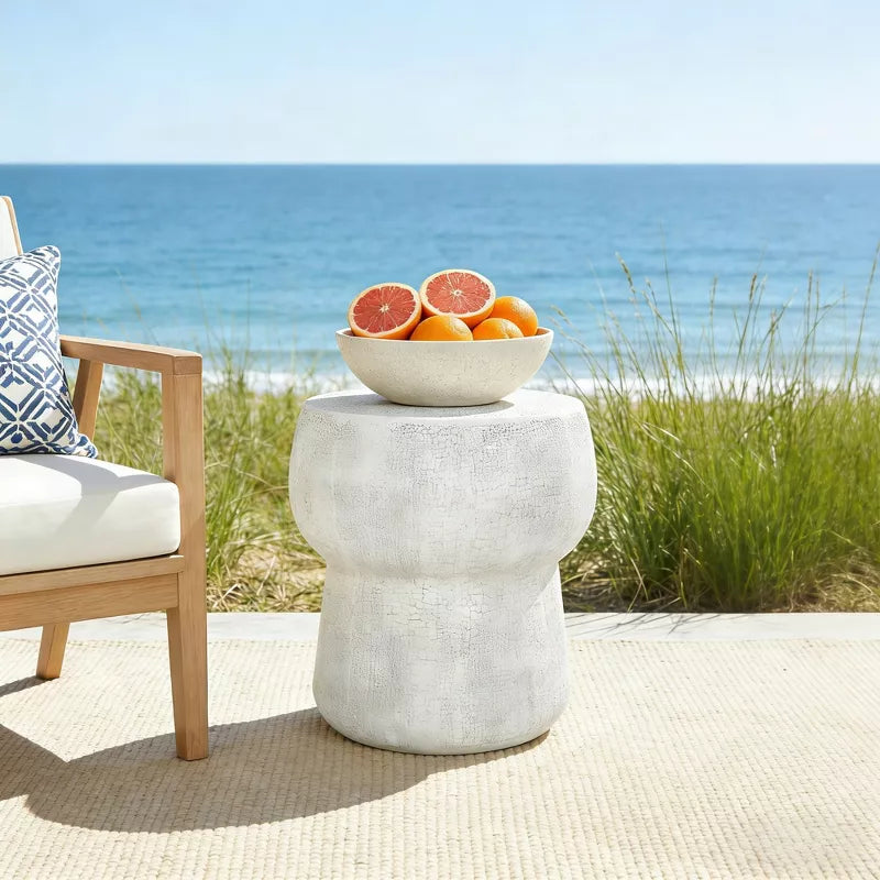 Round Outdoor Concrete End Table for Patio & Indoor Use
