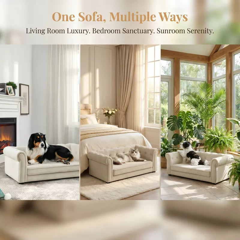 Dog Sofa Bed for Small and Medium Dogs with Plush Foam Cushion