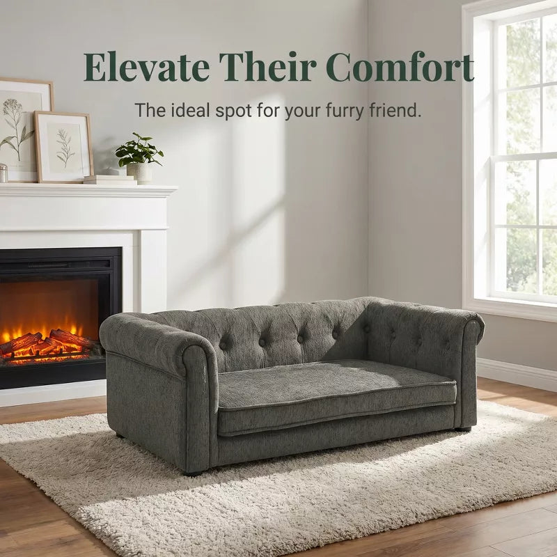 Dog Sofa Bed for Small and Medium Dogs with Plush Foam Cushion
