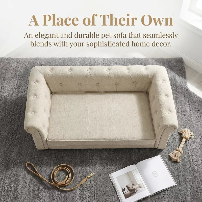 Dog Sofa Bed for Small and Medium Dogs with Plush Foam Cushion