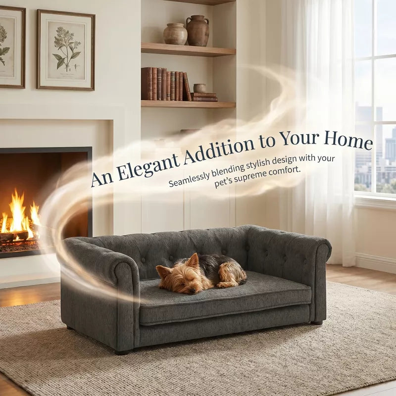 Dog Sofa Bed for Small and Medium Dogs with Plush Foam Cushion