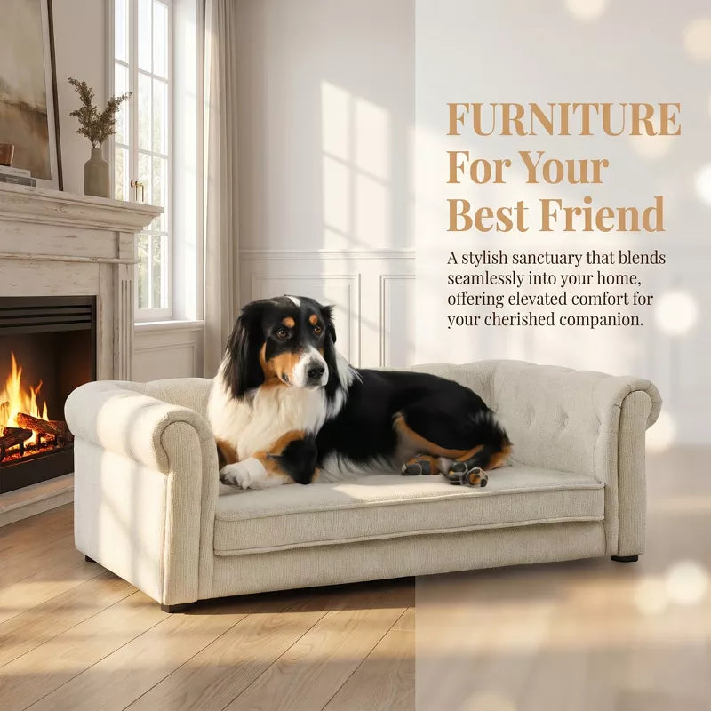 Dog Sofa Bed for Small and Medium Dogs with Plush Foam Cushion