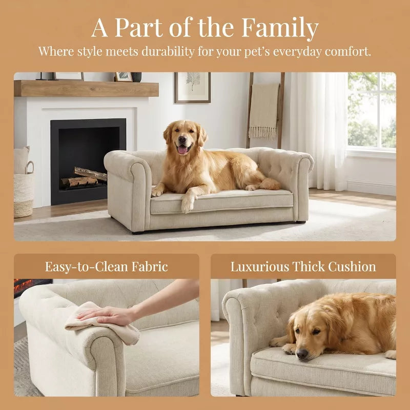 Dog Sofa Bed for Small and Medium Dogs with Plush Foam Cushion