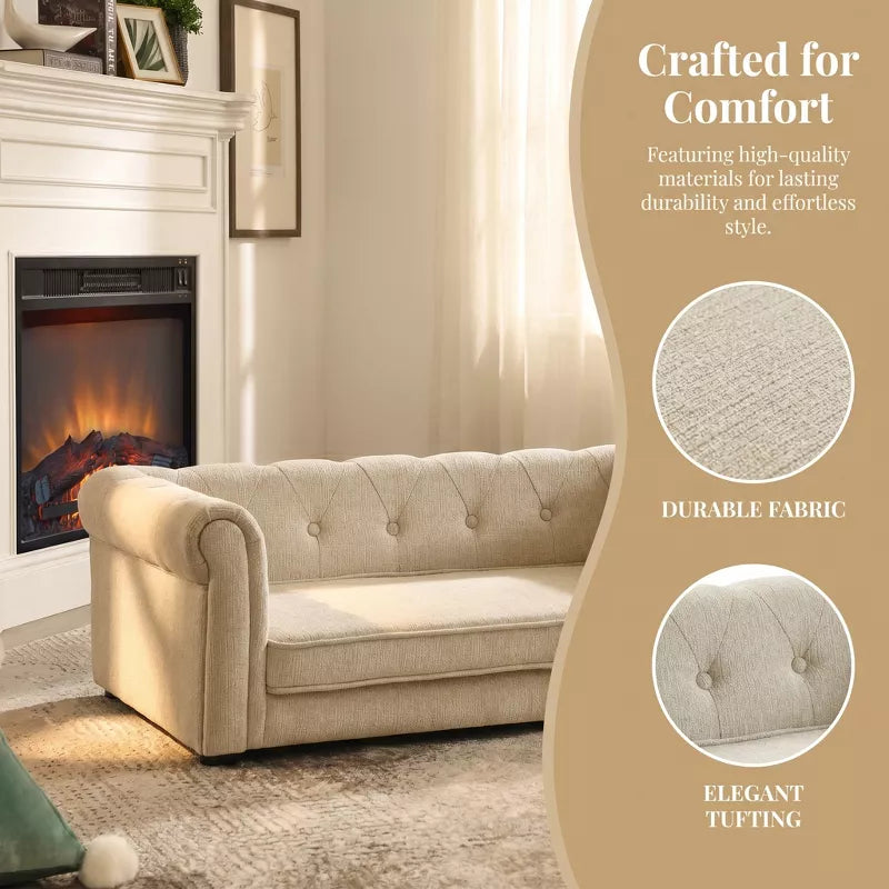 Dog Sofa Bed for Small and Medium Dogs with Plush Foam Cushion