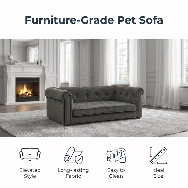 Dog Sofa Bed for Small and Medium Dogs with Plush Foam Cushion