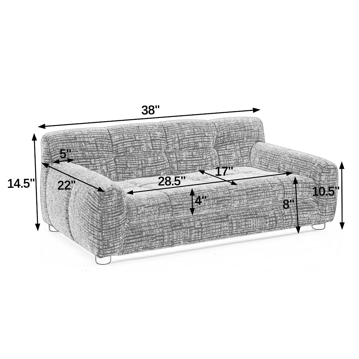 Orthopedic Dog Sofa Bed with Armrests & Backrest for Medium Dogs Indoor