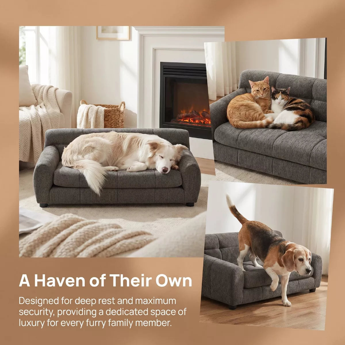 Orthopedic Dog Sofa Bed with Armrests & Backrest for Medium Dogs Indoor