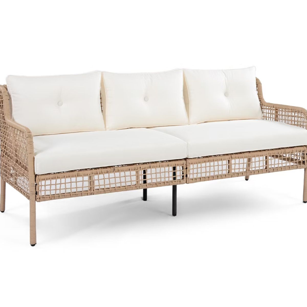 5-Piece Outdoor Wicker Conversation Set with Swivel Rocking Chairs