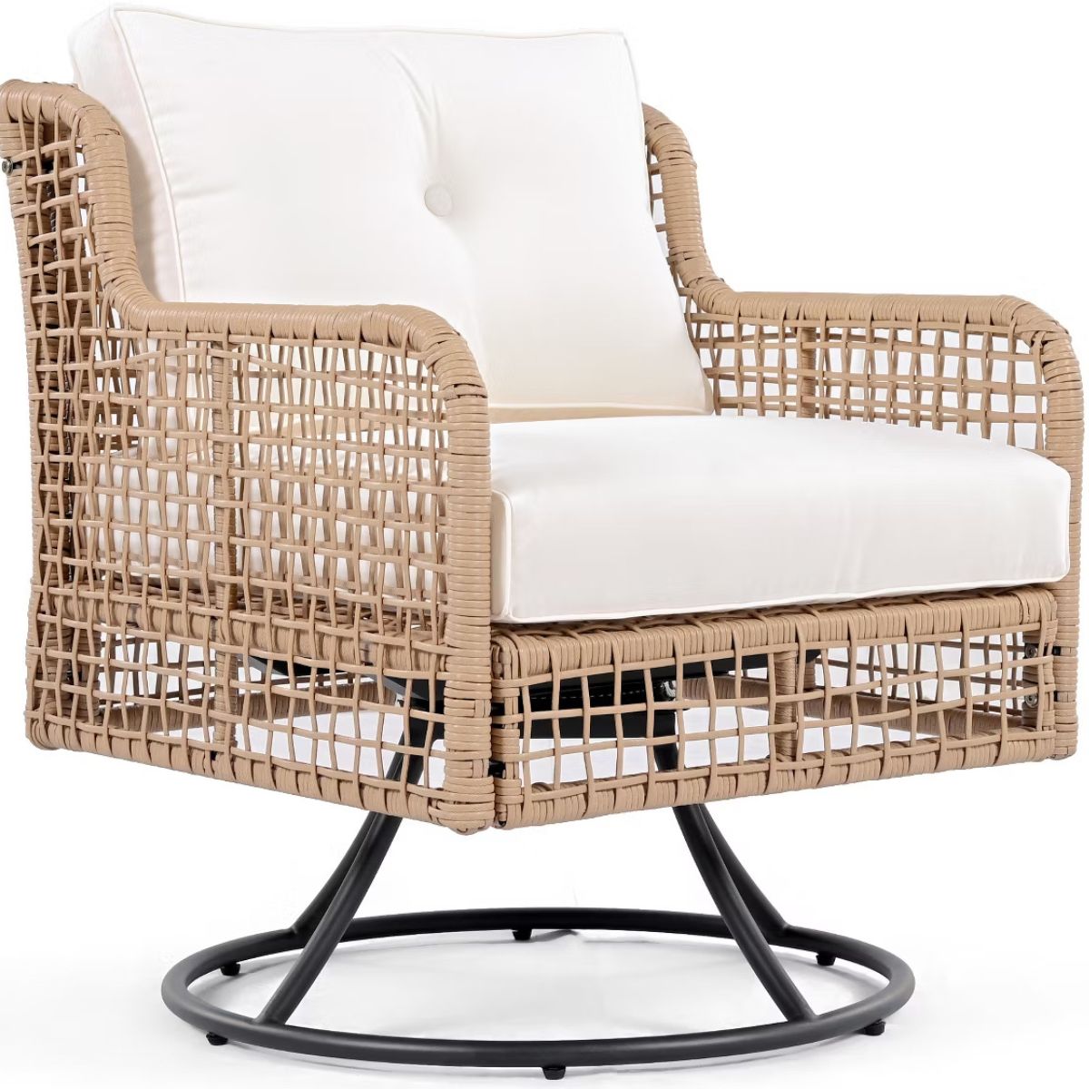 5-Piece Outdoor Wicker Conversation Set with Swivel Rocking Chairs