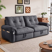 Sleeper Sofa Bed 77" with Pull-Out Steel Frame, USB Port and 600-Lb Capacity