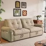 Sleeper Sofa Bed 77" with Pull-Out Steel Frame, USB Port and 600-Lb Capacity