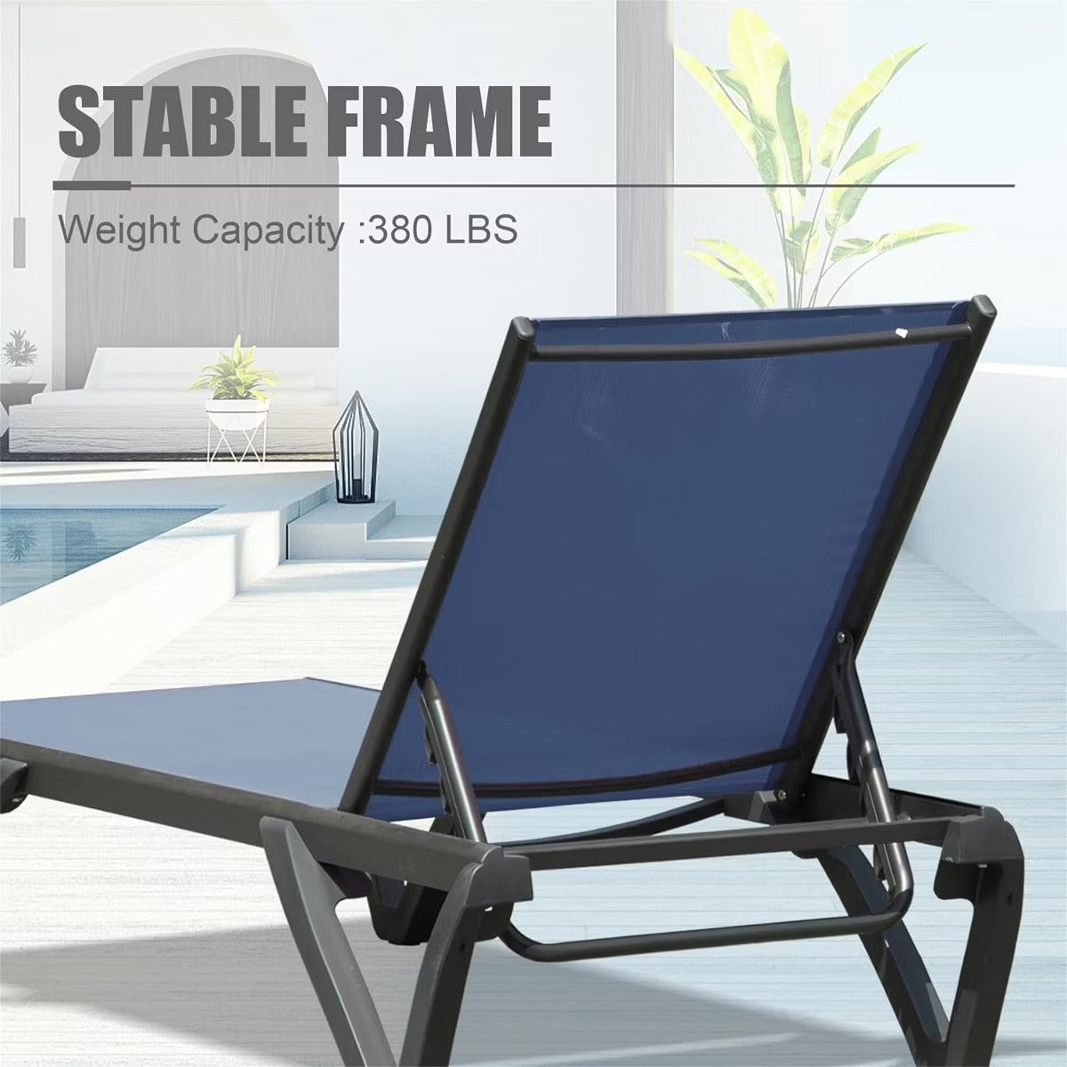 3-Piece Patio Chaise Lounge Set with 5-Position Reclining & Side Table