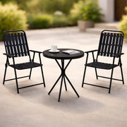 3-Piece Patio Furniture Set with Foldable Chairs & Glass Table for Small Spaces
