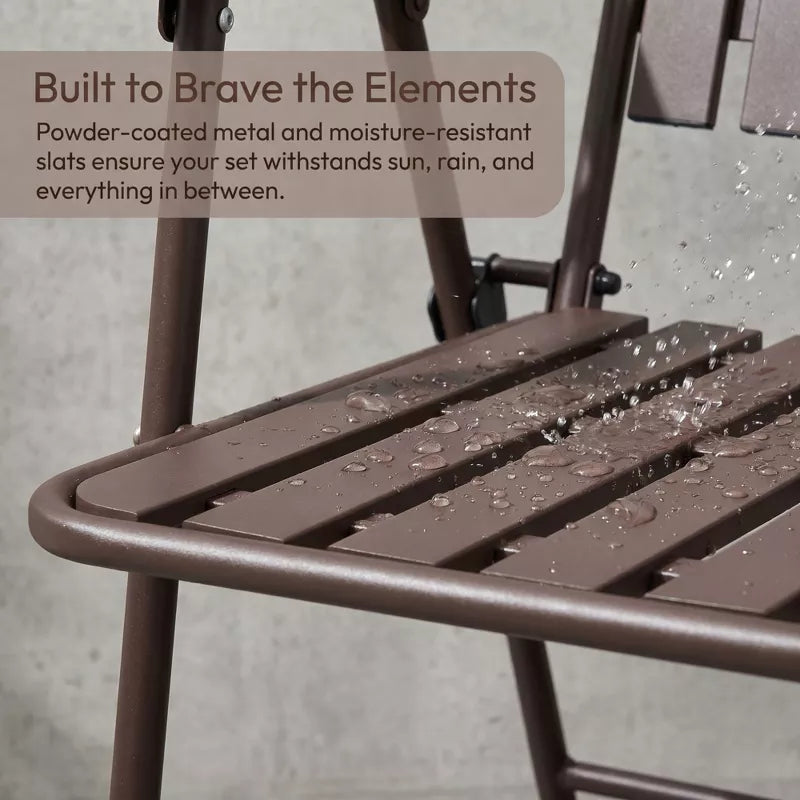 3-Piece Patio Furniture Set with Foldable Chairs & Glass Table for Small Spaces